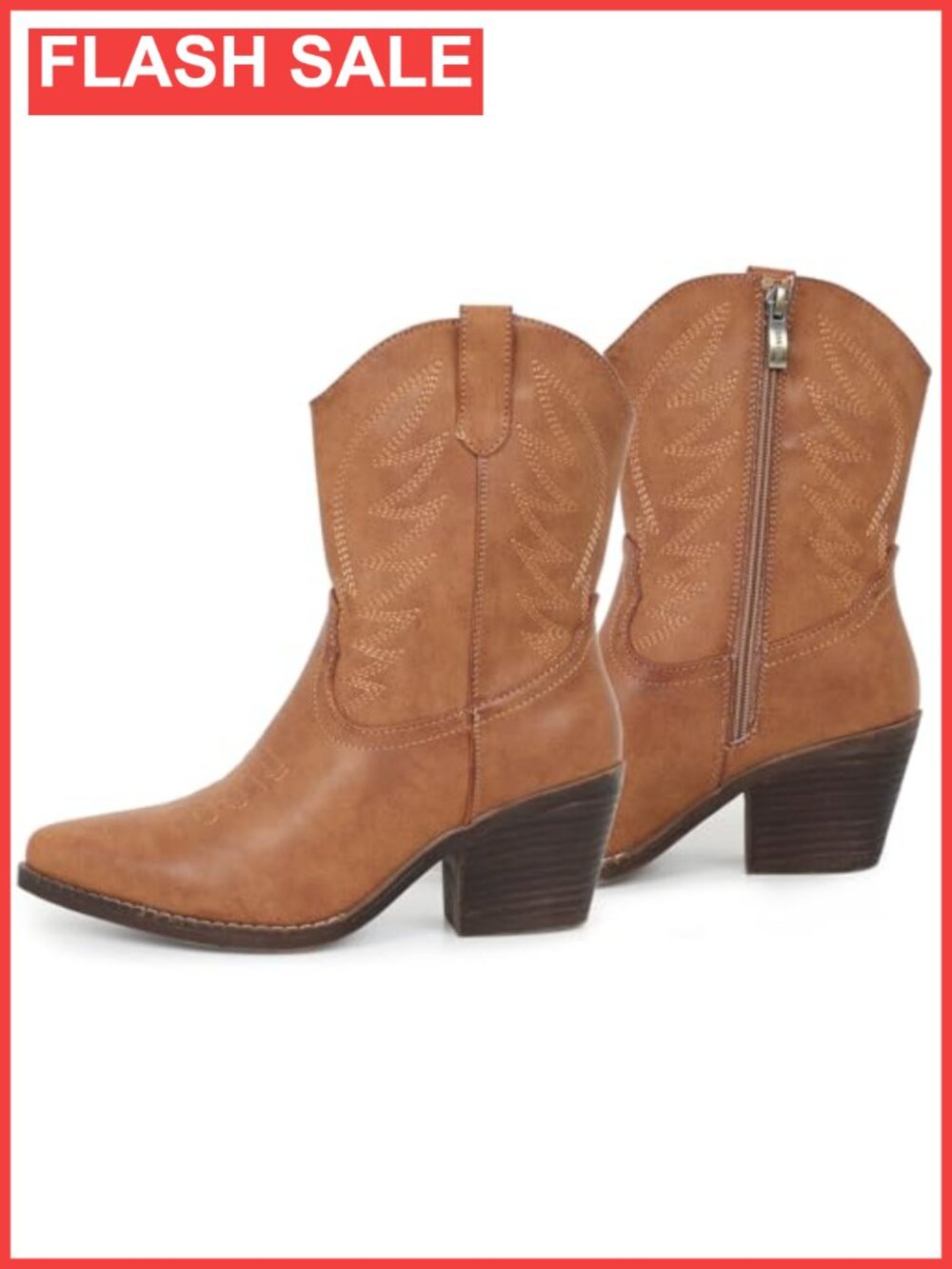 Embroidered Cowgirl Ankle Boot Pointed Toe Vegan Leather Western Bootie